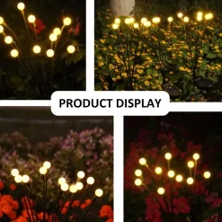2pcs Solar Garden Lights Starburst Swaying Update Lights 10leds Solar LED Light Outdoor Garden Lights Firework Firefly Swaying Light Landscape Lighting for Yard Pathway Lawn Garden Decoration