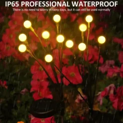 2pcs Solar Garden Lights Starburst Swaying Update Lights 10leds Solar LED Light Outdoor Garden Lights Firework Firefly Swaying Light Landscape Lighting for Yard Pathway Lawn Garden Decoration