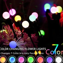 2pcs Solar Garden Lights Starburst Swaying Update Lights 10leds Solar LED Light Outdoor Garden Lights Firework Firefly Swaying Light Landscape Lighting for Yard Pathway Lawn Garden Decoration