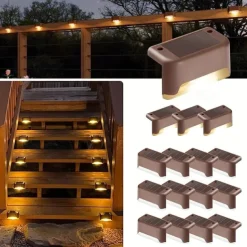 16pcs Solar Garden Step Stair Lights, Durable Waterproof Stair Deck Decor - Bright Aisle, Wall & Rail Illumination for Household Gardens, Energ Saving Outdoor Lighting Solution