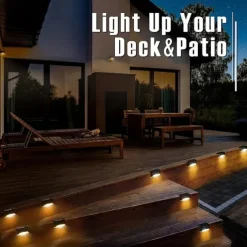 16pcs Solar Garden Step Stair Lights, Durable Waterproof Stair Deck Decor - Bright Aisle, Wall & Rail Illumination for Household Gardens, Energ Saving Outdoor Lighting Solution