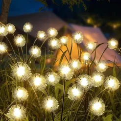 2pcs Solar Garden Swinging Light Solar Powered Dandelion Light 6/8LED Outdoor IP65 Waterproof Patio Light Path Landscape Outdoor Walkway Decoration Lamp