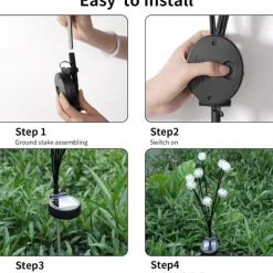 2pcs Solar Garden Swinging Light Solar Powered Dandelion Light 6/8LED Outdoor IP65 Waterproof Patio Light Path Landscape Outdoor Walkway Decoration Lamp