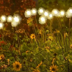 2pcs Solar Garden Swinging Light Solar Powered Dandelion Light 6/8LED Outdoor IP65 Waterproof Patio Light Path Landscape Outdoor Walkway Decoration Lamp