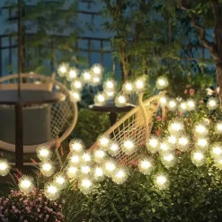 2pcs Solar Garden Swinging Light Solar Powered Dandelion Light 6/8LED Outdoor IP65 Waterproof Patio Light Path Landscape Outdoor Walkway Decoration Lamp
