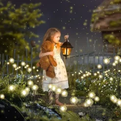 2pcs Solar Garden Swinging Light Solar Powered Dandelion Light 6/8LED Outdoor IP65 Waterproof Patio Light Path Landscape Outdoor Walkway Decoration Lamp