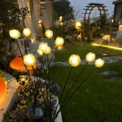 2pcs Solar Garden Swinging Light Solar Powered Dandelion Light 6/8LED Outdoor IP65 Waterproof Patio Light Path Landscape Outdoor Walkway Decoration Lamp