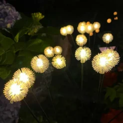 2pcs Solar Garden Swinging Light Solar Powered Dandelion Light 6/8LED Outdoor IP65 Waterproof Patio Light Path Landscape Outdoor Walkway Decoration Lamp