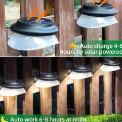 1/4/6pcs Solar Gutter Lights Outdoor Waterproof Solar Fence Light for Deck Access Courtyard Porch Driveway Garage Stair Wall Landscape Decoration Lighting Solar Night Light