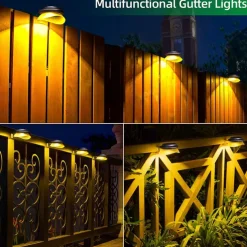 1/4/6pcs Solar Gutter Lights Outdoor Waterproof Solar Fence Light for Deck Access Courtyard Porch Driveway Garage Stair Wall Landscape Decoration Lighting Solar Night Light