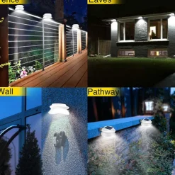 1/4/6pcs Solar Gutter Lights Outdoor Waterproof Solar Fence Light for Deck Access Courtyard Porch Driveway Garage Stair Wall Landscape Decoration Lighting Solar Night Light