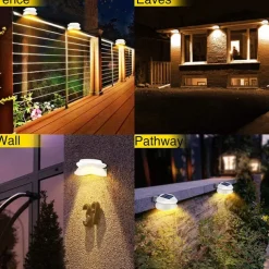 1/4/6pcs Solar Gutter Lights Outdoor Waterproof Solar Fence Light for Deck Access Courtyard Porch Driveway Garage Stair Wall Landscape Decoration Lighting Solar Night Light