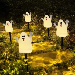 5pcs Solar Halloween Outdoor Waterproof Lawn Lights Pumpkin Skull Headlights Villa Courtyard Walkway Outdoor Garden Landscape Lamp Halloween Party Scary Night Light