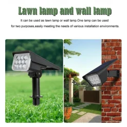 2PCS Solar Landscape Spotlight Outdoor 2 Brightness Modes 2 in 1 Solar Landscape Spotlight IP67 Waterproof Solar outdoor light lawn light pathway lights