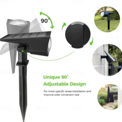 2PCS Solar Landscape Spotlight Outdoor 2 Brightness Modes 2 in 1 Solar Landscape Spotlight IP67 Waterproof Solar outdoor light lawn light pathway lights