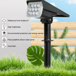 2PCS Solar Landscape Spotlight Outdoor 2 Brightness Modes 2 in 1 Solar Landscape Spotlight IP67 Waterproof Solar outdoor light lawn light pathway lights