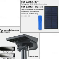 2PCS Solar Landscape Spotlight Outdoor 2 Brightness Modes 2 in 1 Solar Landscape Spotlight IP67 Waterproof Solar outdoor light lawn light pathway lights