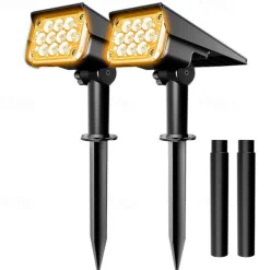 2PCS Solar Landscape Spotlight Outdoor 2 Brightness Modes 2 in 1 Solar Landscape Spotlight IP67 Waterproof Solar outdoor light lawn light pathway lights