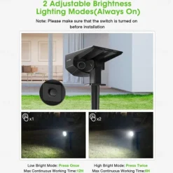 2PCS Solar Landscape Spotlight Outdoor 2 Brightness Modes 2 in 1 Solar Landscape Spotlight IP67 Waterproof Solar outdoor light lawn light pathway lights