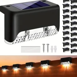20pcs Solar LED Fence Lights - Effortless Charging, Durable Waterproof Design - Brighten Your Garden, Steps & Pathways with Cool White Ambiance - A Perfect Decorative Lighting Solution for Courtyards