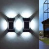 2pcs Solar LED Wall Light – Four Sides Lighting, IP65 Waterproof Wall Deck Lighting for Terrace, Porch, House Decoration