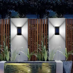 2pcs Solar LED Wall Light – Four Sides Lighting, IP65 Waterproof Wall Deck Lighting for Terrace, Porch, House Decoration
