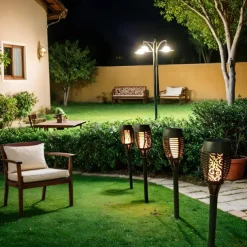 2/4pcs Solar Lights Outdoor Solar Torch Lights with Flickering Flame 12 LEDs for Halloween Decorations Waterpoof Landscape Auto On/Off Garden Patio Home Decoration Lantern