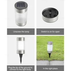 2pcs Solar Mini Pathway Lights Outdoor Garden Lights Ground Plug Led Garden Lamp Super Bright Solar Plastic Lawn Lamp Garden Landscape Lamp