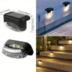4pcs Solar Outdoor Deck Lights Waterproof Courtyard Garden Scenic Villa Park Light Balcony Stairs Wall And Railings Decorated With Solar Night Lights