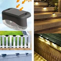 4pcs Solar Outdoor Deck Lights Waterproof Courtyard Garden Scenic Villa Park Light Balcony Stairs Wall And Railings Decorated With Solar Night Lights