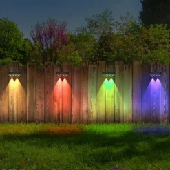 1/2pcs Solar Outdoor Wall Light Courtyard Waterproof Wall Wash Light RGB Color Changing Villa Garden Fence Porch Landscape Decoration