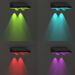 1/2pcs Solar Outdoor Wall Light Courtyard Waterproof Wall Wash Light RGB Color Changing Villa Garden Fence Porch Landscape Decoration
