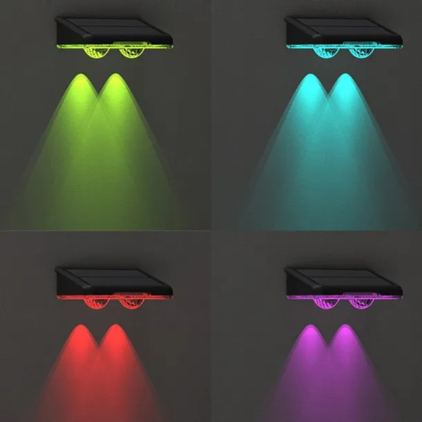 1/2pcs Solar Outdoor Wall Light Courtyard Waterproof Wall Wash Light RGB Color Changing Villa Garden Fence Porch Landscape Decoration