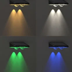 1/2pcs Solar Outdoor Wall Light Courtyard Waterproof Wall Wash Light RGB Color Changing Villa Garden Fence Porch Landscape Decoration
