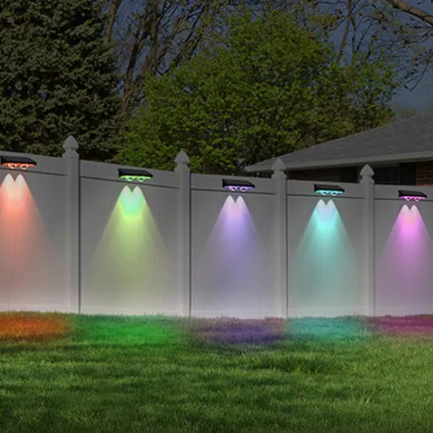 1/2pcs Solar Outdoor Wall Light Courtyard Waterproof Wall Wash Light RGB Color Changing Villa Garden Fence Porch Landscape Decoration