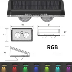 1/2pcs Solar Outdoor Wall Light Courtyard Waterproof Wall Wash Light RGB Color Changing Villa Garden Fence Porch Landscape Decoration