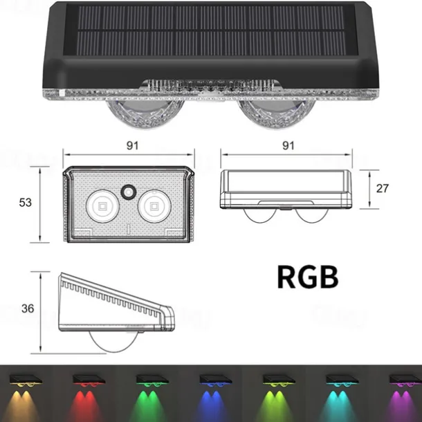 1/2pcs Solar Outdoor Wall Light Courtyard Waterproof Wall Wash Light RGB Color Changing Villa Garden Fence Porch Landscape Decoration