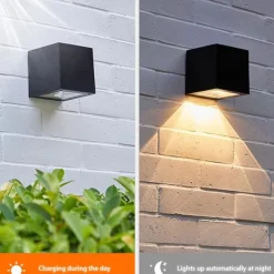 1/2pcs Solar Outdoor Wall Lights Patio Lights Fence Light for Garden Patio Balcony Courtyard Villa Porch Yard Decoration Atmosphere Waterproof Wall Lamp