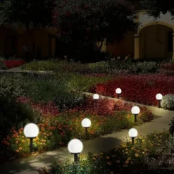 3pcs Solar Pathway Garden Light Small White Ball Light Round Ball Bulb Light Led Outdoor Decorative Landscape Garden Villa Lawn Light Ground Plug Light Waterproof