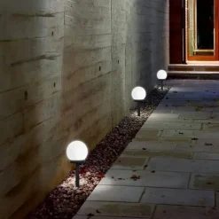 3pcs Solar Pathway Garden Light Small White Ball Light Round Ball Bulb Light Led Outdoor Decorative Landscape Garden Villa Lawn Light Ground Plug Light Waterproof
