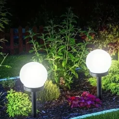 3pcs Solar Pathway Garden Light Small White Ball Light Round Ball Bulb Light Led Outdoor Decorative Landscape Garden Villa Lawn Light Ground Plug Light Waterproof