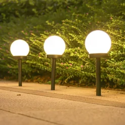 3pcs Solar Pathway Garden Light Small White Ball Light Round Ball Bulb Light Led Outdoor Decorative Landscape Garden Villa Lawn Light Ground Plug Light Waterproof