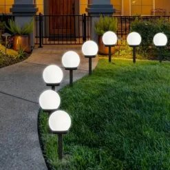 3pcs Solar Pathway Garden Light Small White Ball Light Round Ball Bulb Light Led Outdoor Decorative Landscape Garden Villa Lawn Light Ground Plug Light Waterproof
