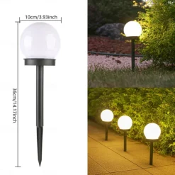 3pcs Solar Pathway Garden Light Small White Ball Light Round Ball Bulb Light Led Outdoor Decorative Landscape Garden Villa Lawn Light Ground Plug Light Waterproof
