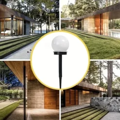 3pcs Solar Pathway Garden Light Small White Ball Light Round Ball Bulb Light Led Outdoor Decorative Landscape Garden Villa Lawn Light Ground Plug Light Waterproof