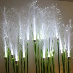 2PCS Solar Pathway Lights, Waterproof LED Bulrush Fiber Garden Lights for Christmas Outdoor Garden & Walkway Decor