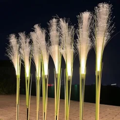 2PCS Solar Pathway Lights, Waterproof LED Bulrush Fiber Garden Lights for Christmas Outdoor Garden & Walkway Decor