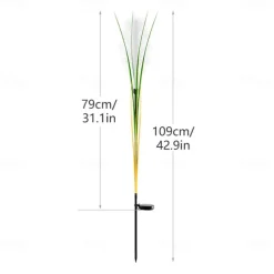 2PCS Solar Pathway Lights, Waterproof LED Bulrush Fiber Garden Lights for Christmas Outdoor Garden & Walkway Decor