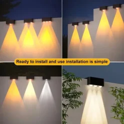 4/8pcs Solar Powered Outdoor Wall Lights Garden Pathway Step Lights High-Efficiency Silicon Panels No Wiring Required Optical Control with Installation Hardware