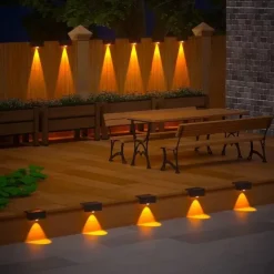 4/8pcs Solar Powered Outdoor Wall Lights Garden Pathway Step Lights High-Efficiency Silicon Panels No Wiring Required Optical Control with Installation Hardware